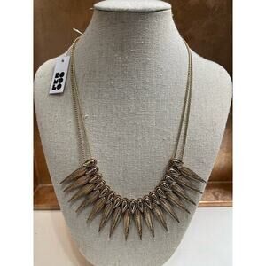 NWT Romolo Gold Phoenix Feather Double‎ Chain Collar Necklace